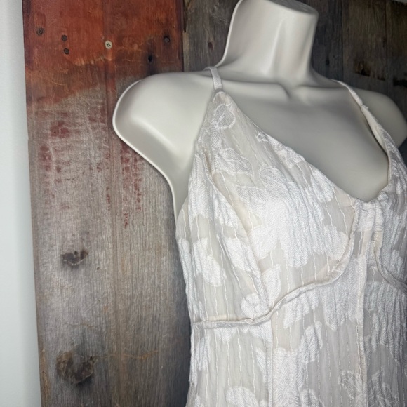 ASOS Just Me Satin Jacquard Maxi Dress in Cream Large - Picture 7 of 16